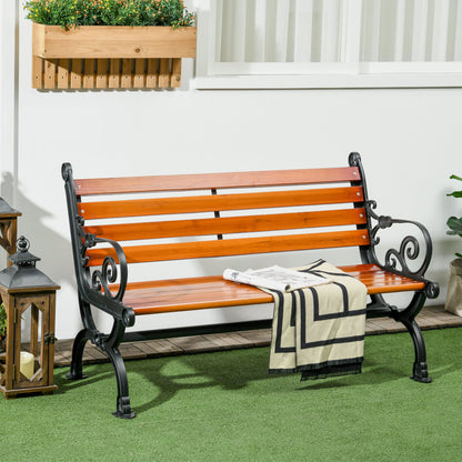 47" Garden Bench Loveseat with Slatted Seat Back