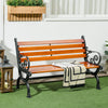 47 Inch Outdoor Garden Bench, Patio Loveseat with Unique Armrests, Slatted Seat Back, 528 lbs. Capacity, Teak Colour