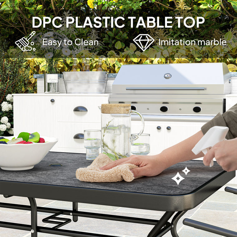 55" Rectangle Outdoor Dining Table with Umbrella Hole