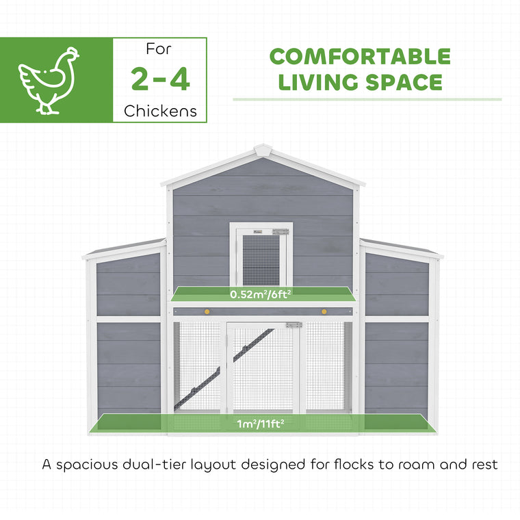 66.5" Wooden Chicken Coop with 2 Nesting Boxes & Ramp
