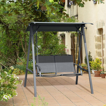2-Seat Porch Swing with Adjustable Canopy and Removable Seat