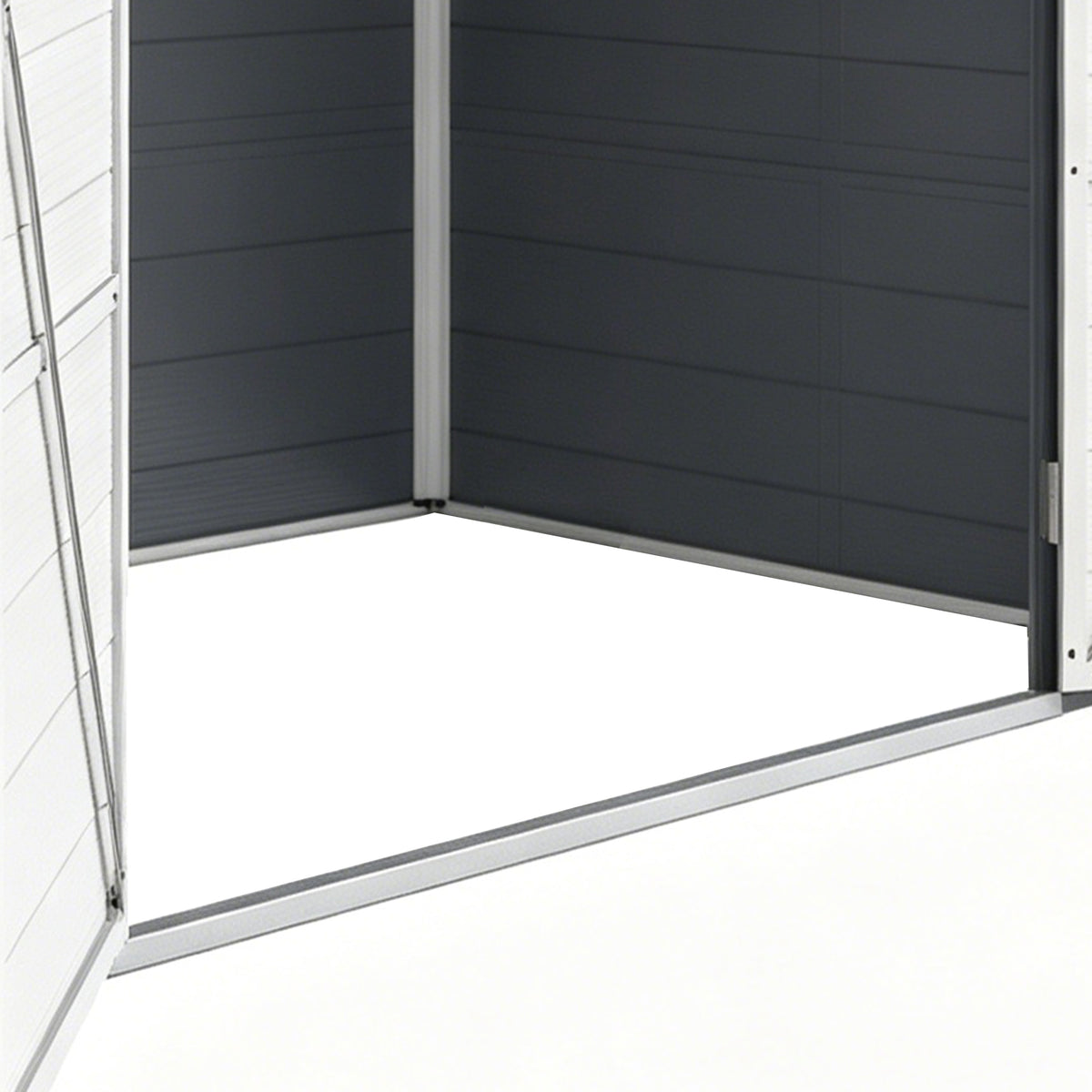 8' x 6' Plastic Garden Storage Shed with Latch Door, Vents, Sloped Roof, Dark Grey