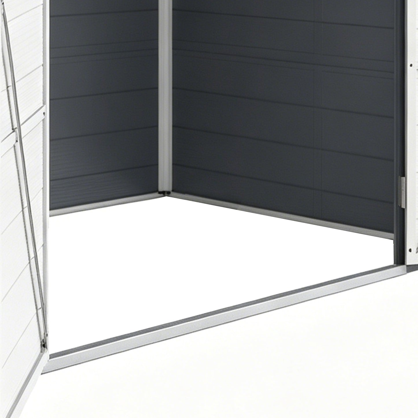 8' x 6' Plastic Garden Storage Shed with Latch Door, Vents, Sloped Roof, Dark Grey