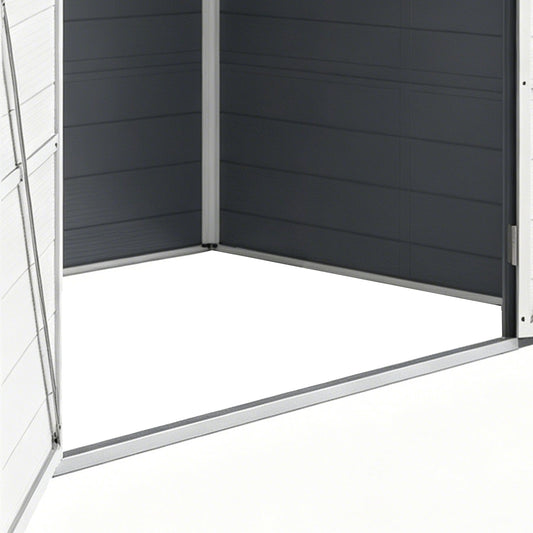 8' x 6' Plastic Garden Storage Shed with Latch Door, Vents, Sloped Roof, Dark Grey