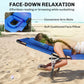 Folding Chaise Lounge Chair, Reclining Beach Tanning Chair with Face Hole, Pillow, 4-Position Adjustable Lay Flat Sun Lounger, Steel Frame for Outdoor Patio Pool, Blue