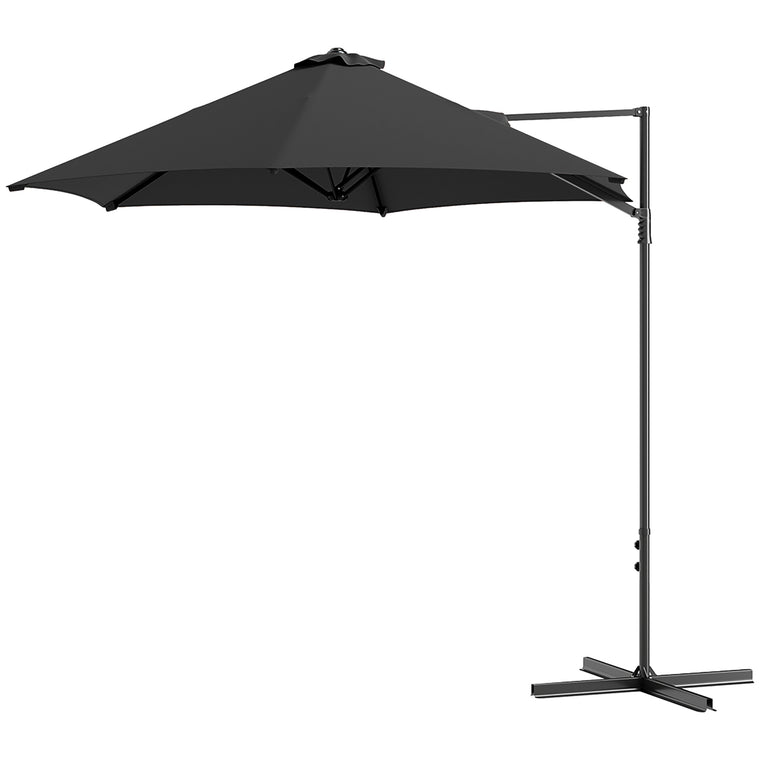 8.5' Black Offset Cantilever Patio Umbrella with 360° Rotation