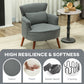 Modern Accent Chair, Upholstered Armchair with Solid Wood Legs and Lumbar Pillow for Living Room, Grey