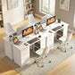 Computer Desk, 47" Writing Table with 3-Tier Shelves and 3 Reversible Drawers for Home Office, Bedroom, White