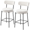 Set of 2 Upholstered Bar Stools with Backrest - Cream White
