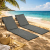 Set of 2 Foldable Lounge Chairs with Carry Strap, Adjustable Backrest, Grey