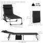 Folding Chaise Lounge Chair, Outdoor Padded Reclining Chair with 5-position Adjustable Backrest, Pillow and Pocket for Patio, Deck, Beach, Lawn and Sunbathing, Black