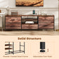 TV Stand for TVs up to 70 Inch, Industrial TV Console with Charging Station, 5 Drawers and Open Shelves, Rustic Brown