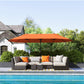 15' Orange Twin Canopy Steel Table Umbrella