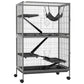5-Tier Rolling Small Animal Cage, Deluxe Guinea Pig Cage, Ferret Cage for Mink Chinchilla Kitten Rabbit Grey
