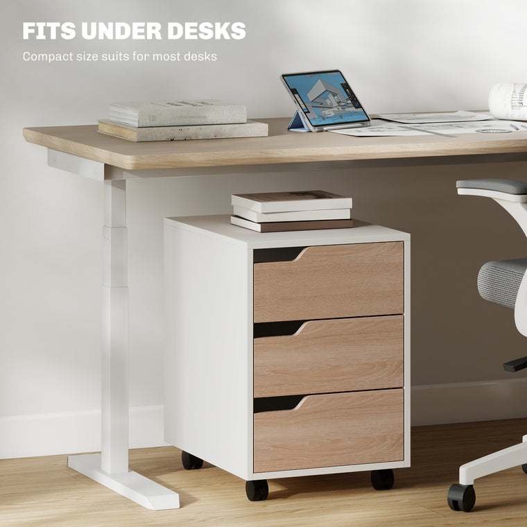 3-Drawer Mobile Filing Cabinet with Wheels