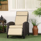 Outdoor Recliner Chair with Adjustable Backrest, Cushion, Side Tray, Black