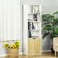 4-Tier Open Bookshelf with Doors Modern Home Office Bookcase Storage Cabinet for Living Room Bathroom Study, Oak