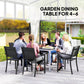Outdoor Dining Table for 4-6 with Easy Maintenance Slatted Top, Rust-Resistant Aluminium Frame, Black