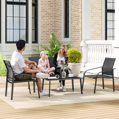 4-Piece Deep-Seat Conversation Set with Glass Table