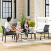 4 Piece Patio Furniture Set, Outdoor Conversation Set with Deep Seat, Loveseats, Armchairs, Glass-Top Table, Black
