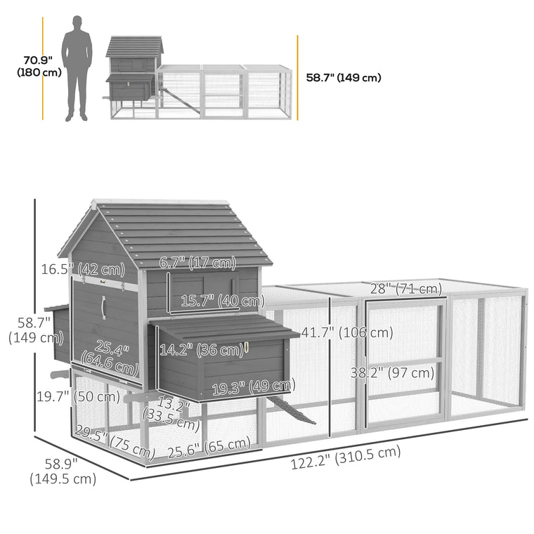 Wooden Chicken Coop with Nesting Boxes for 4-6 Chickens
