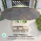 173" Double-Sided Sun Umbrella Garden Parasol Patio Sun Shade Outdoor with LED Solar Light, No Base Included, Dark Gre