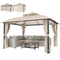 10' x 12' Outdoor Gazebo, Double Roof Patio Gazebo Canopy with Netting and Curtains for Garden, Lawn, Backyard, Deck