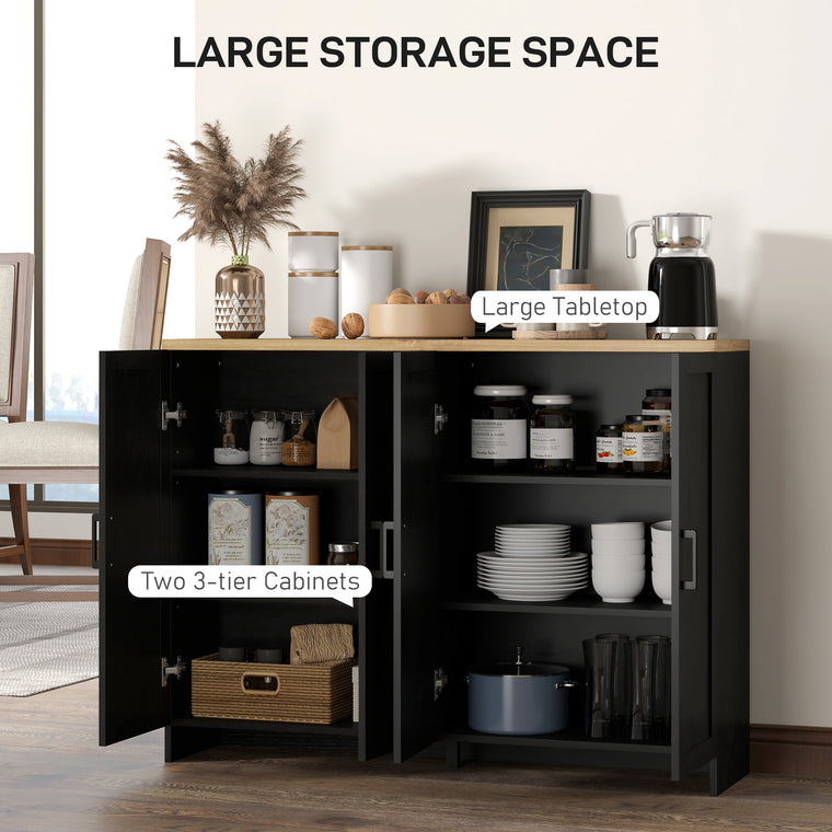 Sideboard Buffet Cabinet with 4 Doors - Black