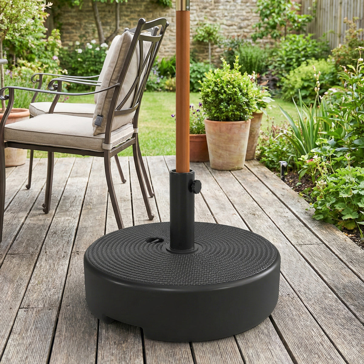 Black Fillable Patio Umbrella Base for 1.5"/1.9" Poles