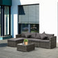 6 Pieces Outdoor PE Rattan Wicker Patio Furniture Sofa Set with Thick Cushions, Deluxe Garden Sectional Couch with Glass Top Table, Mixed Grey and Dark Grey