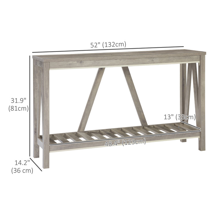 Farmhouse Console Table with Storage Shelf