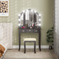 Makeup Vanity Desk with Mirror and Stool, Vanity Set with 10 LED Lights, 5 Drawers and 3 Compartments, Black
