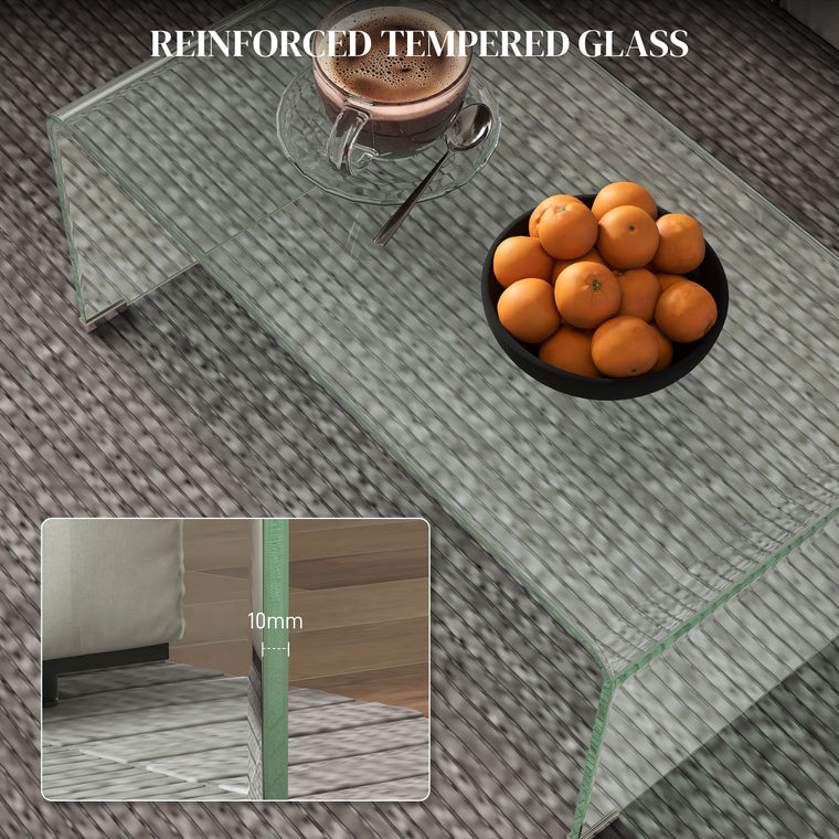 Rectangle Glass Coffee Table with Rounded Edges - Clear
