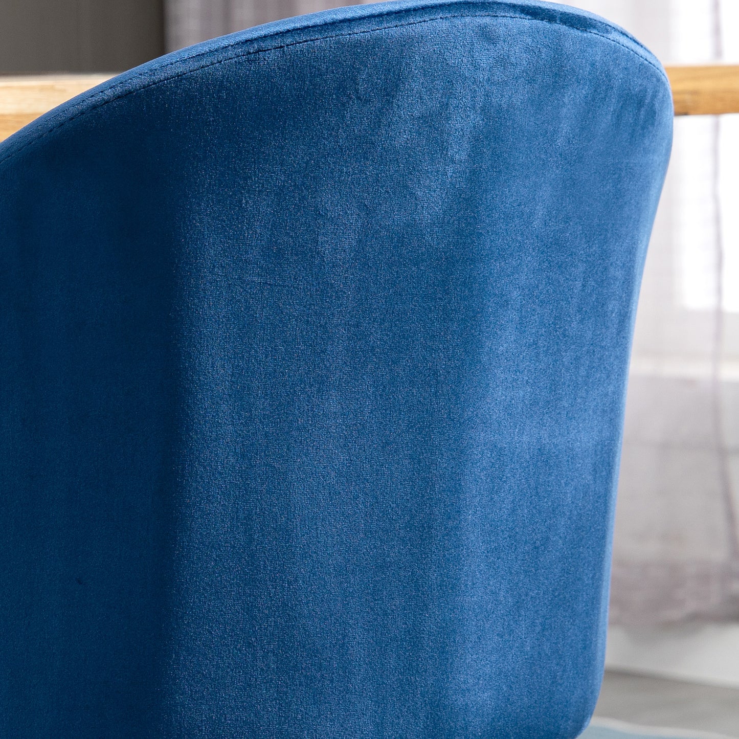 Set of 2 Mid-Back Dining Chair, Mid-Back Velvet-touch Upholstery Kitchen Chair for Living Room Dining Room, Dark Blue