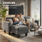 L-Shape Corduroy Sectional Sofa with Reversible Chaise - Dark Grey