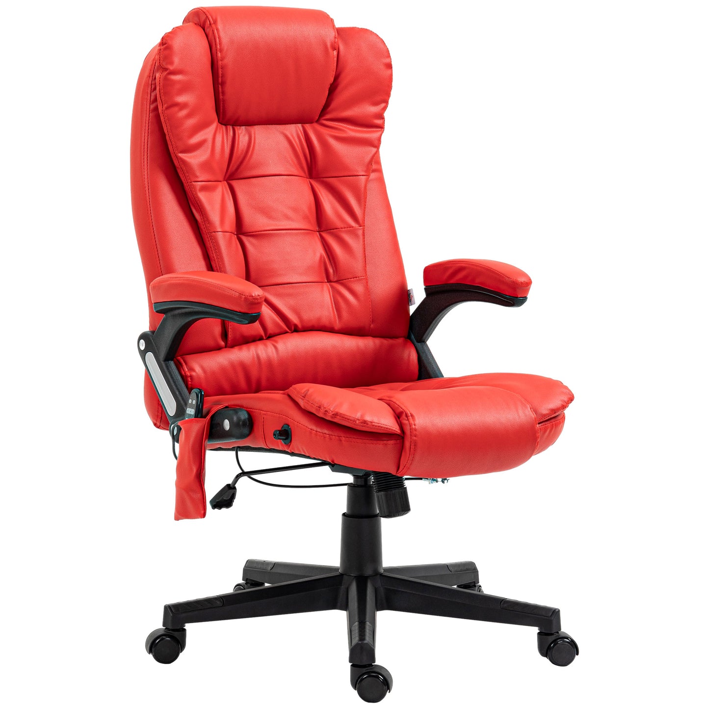 Heated Massage Office Chair, Ergonomic High Back Swivel Executive Chair with Vibration, Faux Leather
