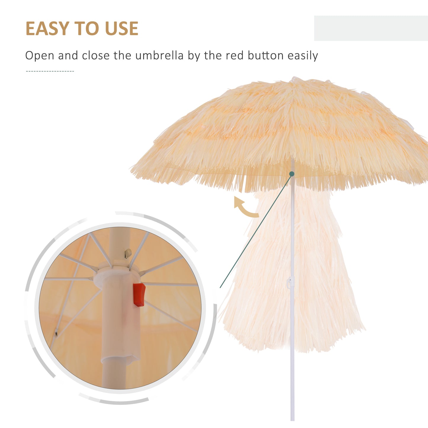 6FT Beach Umbrella Tilt Sunshade Height Adjustable Outdoor Market Patio Yard Crank Deck Sun Shade, Wheat