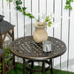 Ф23.6" Round Outdoor Side Table, Cast Aluminum Frame Patio Coffee Side Desk for Patio, Garden, Balcony, Black
