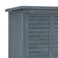 Outdoor Garden Shed, Wooden Tool Storage Shed, 3-Tier Shelves, Asphalt Roof, Shutter Doors, 34.3" x 18.3" x 63", Grey
