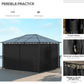 Polycarbonate Hardtop Gazebo Canopy, Outdoor Patio Gazebo with Aluminum Frame & Curtains, Dark Grey