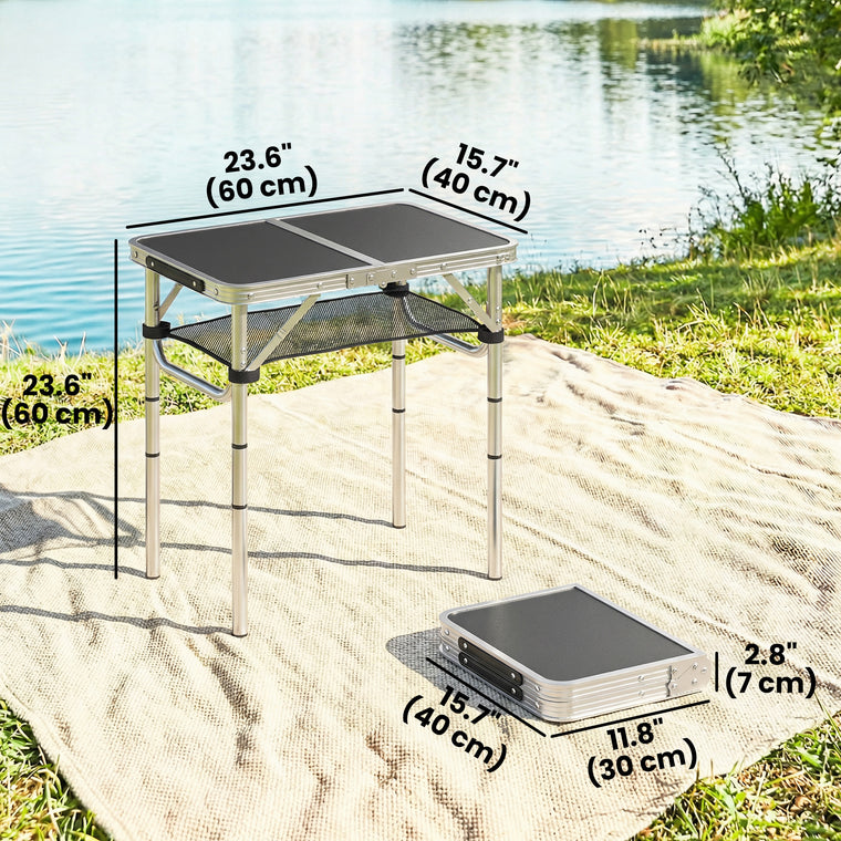 2ft Folding Camping Table with Mesh Storage Layer