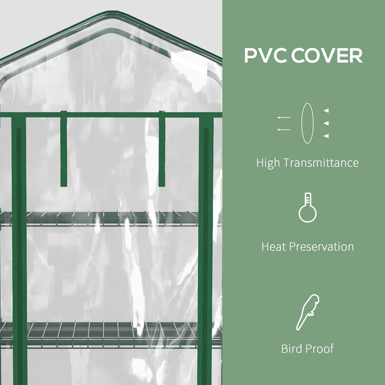 27" x 20" x 65" Clear Portable Greenhouse with 4-Tier Shelves