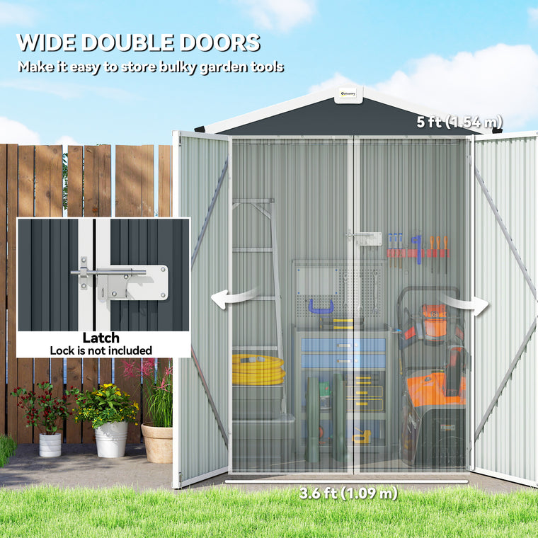 4.4' x 3' Metal Garden Shed with Double Doors
