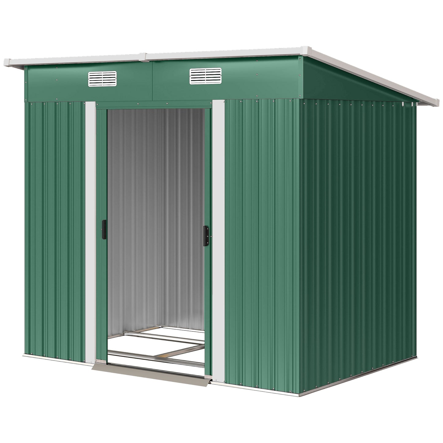 7' x 4' Metal Storage Shed, Lockable Tool Unit - Green