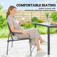 Outdoor Dining Set for 6, Faux Wood Patio Table and Chairs with Breathable Mesh Seat, Galvanized Steel Frame, Black