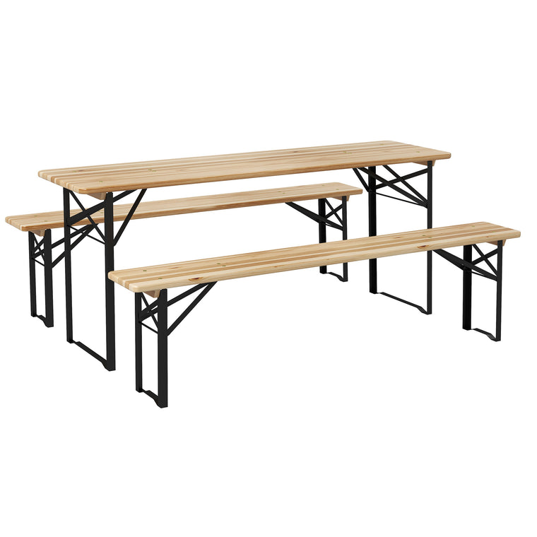 3-Piece Folding Picnic Table Set with Steel Frame