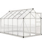 6' x 10' x 6.6' Polycarbonate Greenhouse, Walk-In Green House Kit Garden, Plants Grow, Galvanized Sheet Aluminum Frame with Rain Gutter, Vents and Sliding Door, Sliver