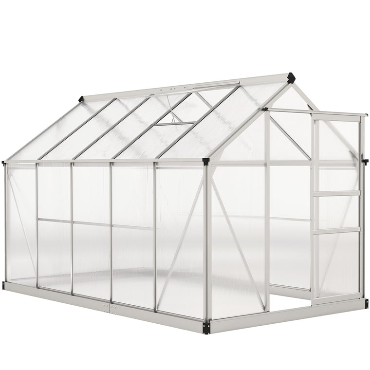 6' x 10' x 6.6' Silver Polycarbonate Greenhouse with Gutter