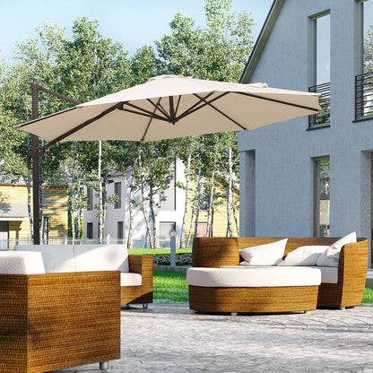 10ft Cream Cantilever Umbrella with 360° Rotation & Crank
