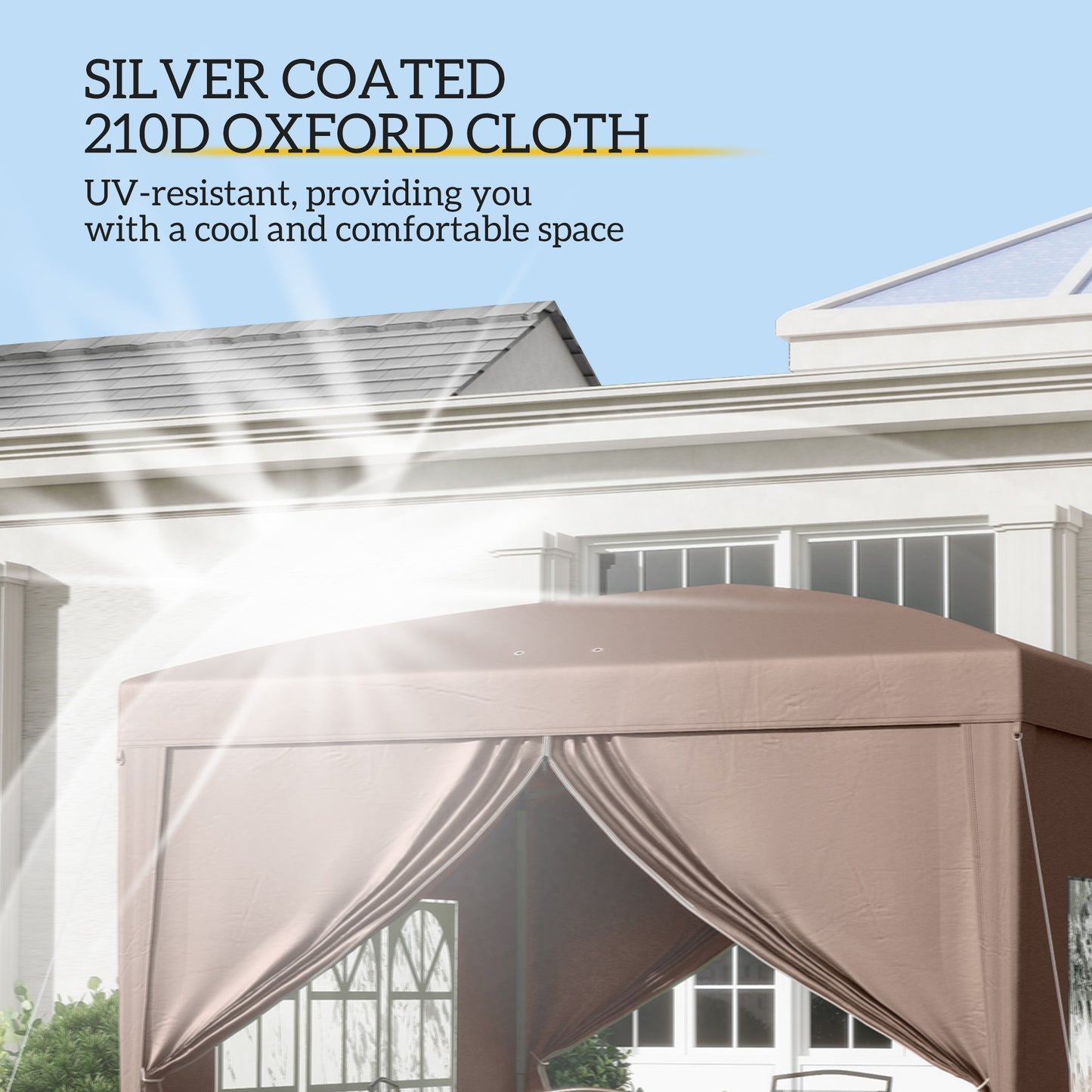 10'x10' Outdoor Pop Up Party Tent Wedding Gazebo Canopy with Carrying Bag (Coffee)